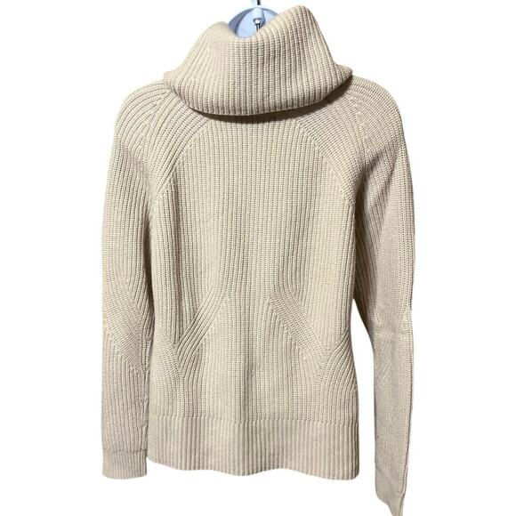 Alice + Olivia Base Wool Cashmere Chunky Knit Cowl Neck Sweater XS Beige Ribbed - Picture 3 of 8